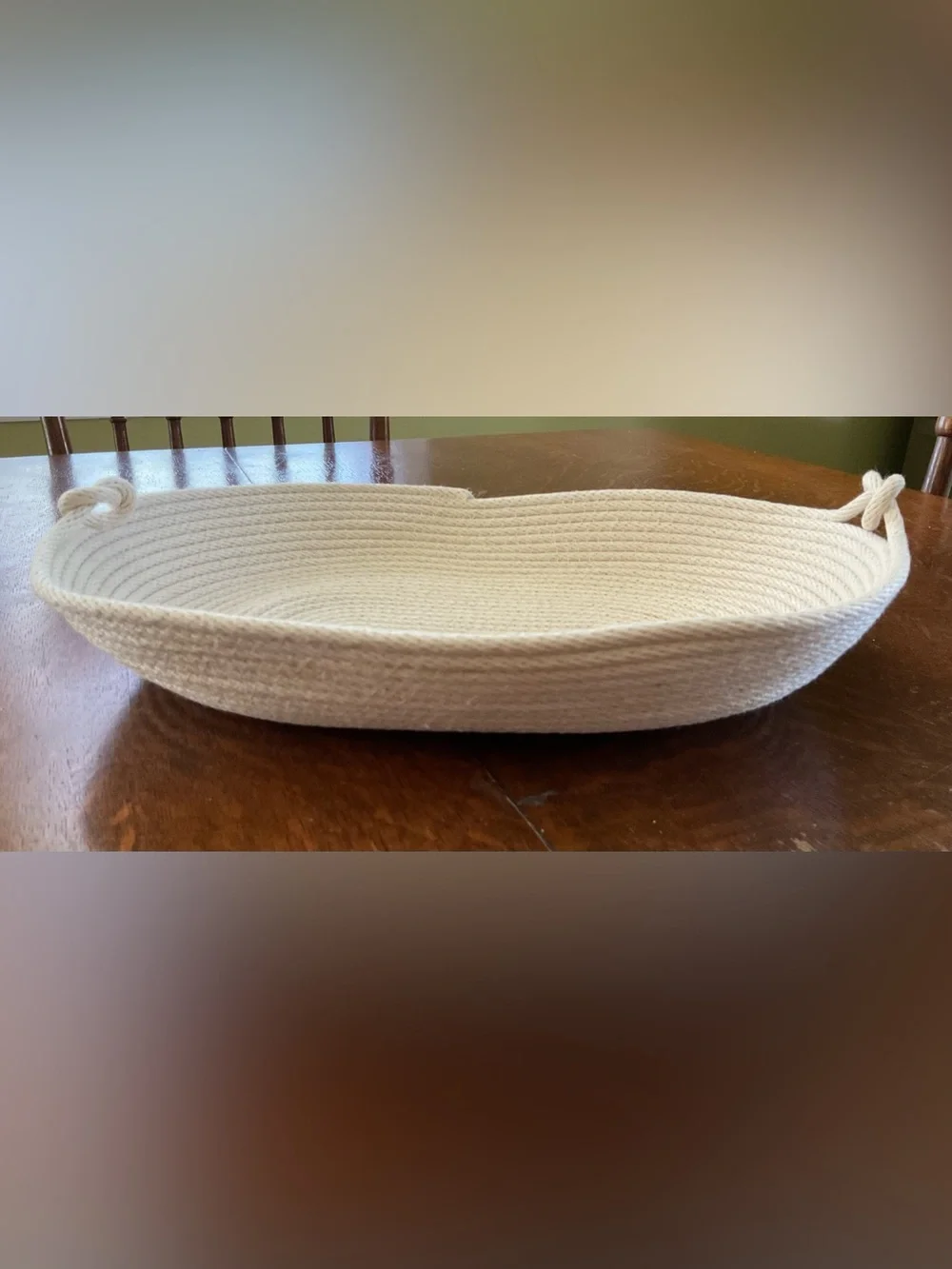 Large Handmade Cotton Rope Bowl – Oval Decorative Table Centerpiece